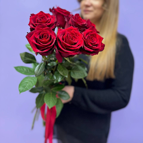 7 роз Эквадор по ленту