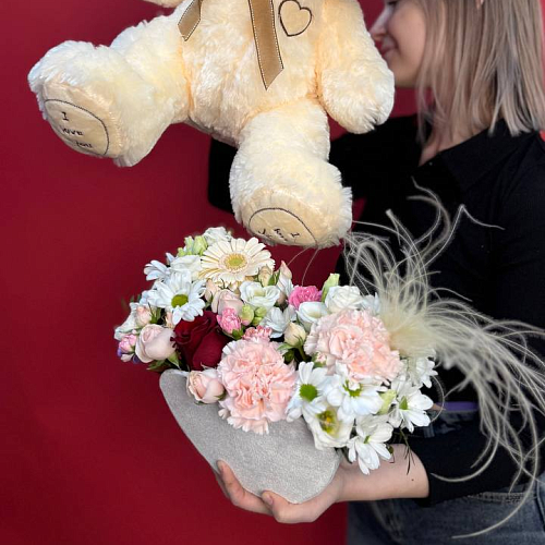 Кашпо «Единственной» + мишка 60 см