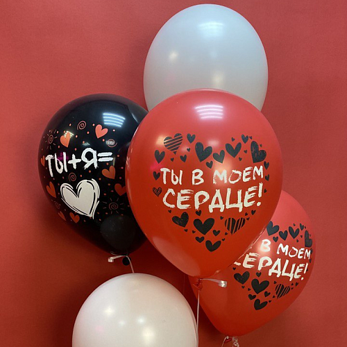 25 роз, топпер, воздушные шарики и мишка